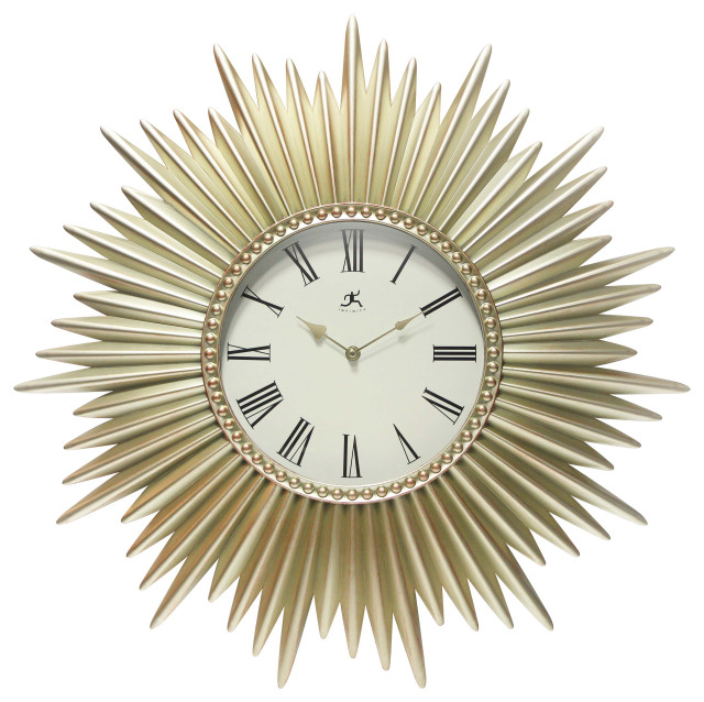 Sunburst Wall Clock, 24" Contemporary Wall Clocks by Infinity