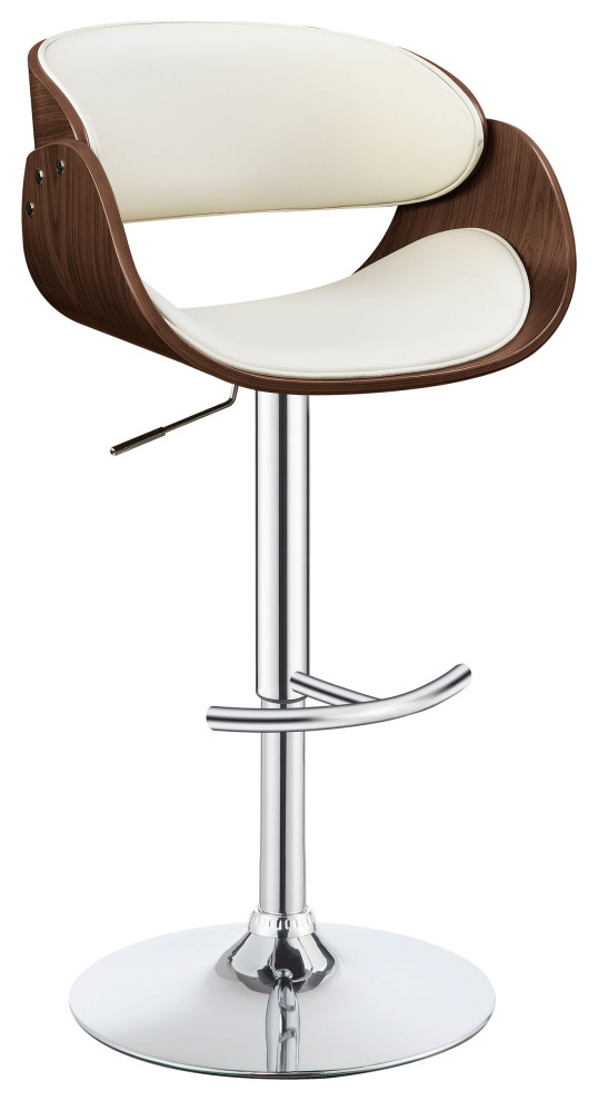 Dana Adjustable Bar Stool Ecru and Chrome Contemporary Bar Stools