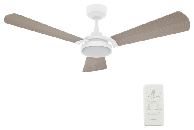 CARRO 52" Ceiling Fan DC with Dim LED Light and Remote 10 Speeds Indoor Outdoor, Wooden