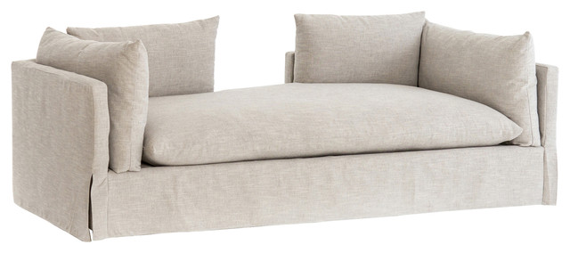 Lovi Modern Clic Beige Upholstered Slipcover Sofa Bed Chaise