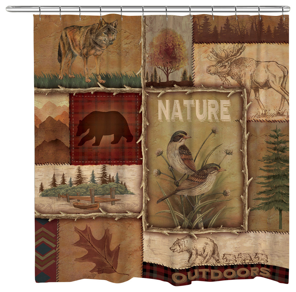 Lodge Collage Ii Shower Curtain Rustic Shower Curtains By