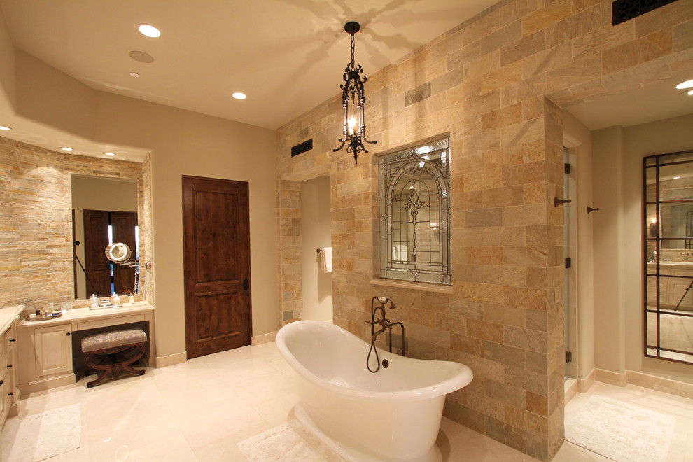 Large mountain style master bathroom photo in Phoenix