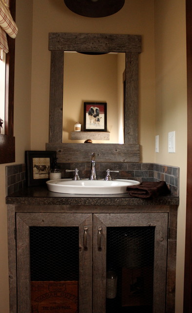 Custom Barnboard Bathroom Vanity Rustic Powder Room Edmonton