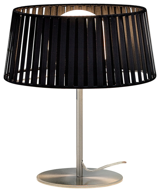 Ribbon Bed Side Table Lamp Nickel Black Shade
