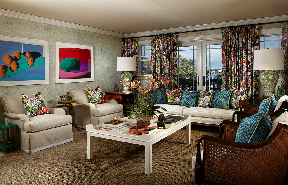 Photo of a transitional family room in Miami.