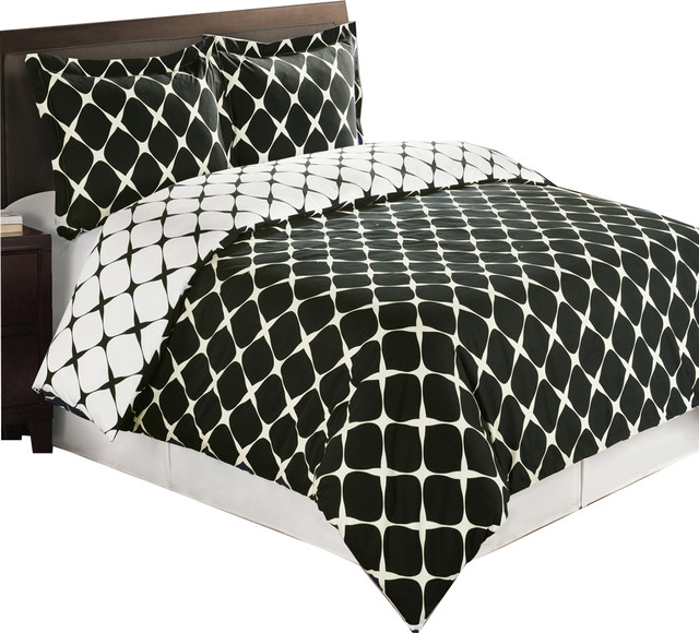 Bloomingdale 100 Cotton 4pc Comforter, King Size Black And White Bedding Set