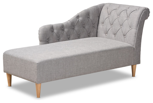 Corbin Modern And Contemporary Gray Fabric Upholstered Oak Chaise
