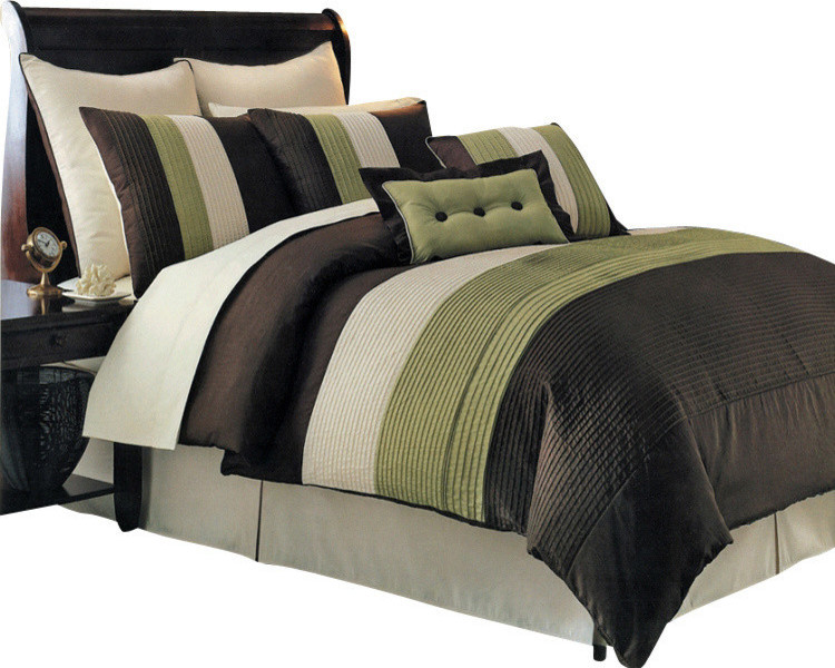 Hudson Luxury 8-Piece Comforter Set Full-8PC-Set  Sage