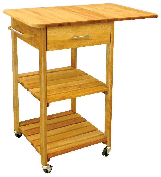 Catskill Craftsmen Drop Leaf Butcher Block Kitchen Cart in Natural