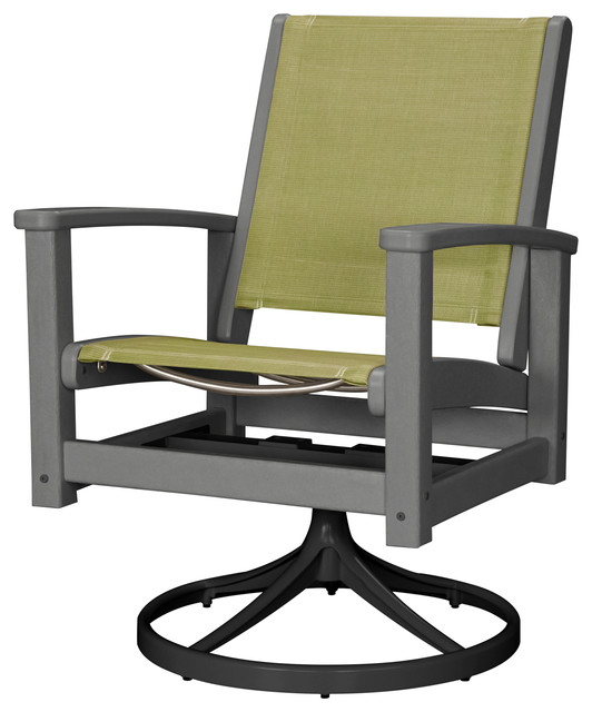 Coastal Swivel Rocker, Textured Black/Slate Gray Contemporary