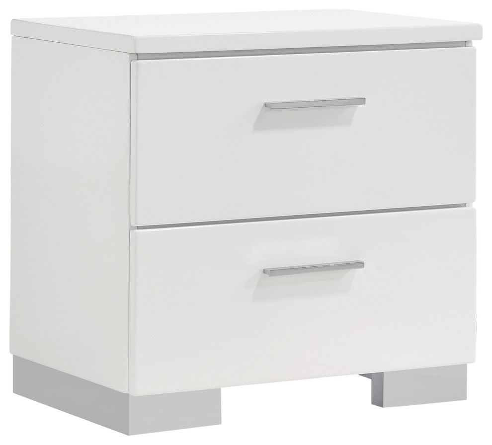 Felicity 2drawer Nightstand Glossy White Contemporary Nightstands