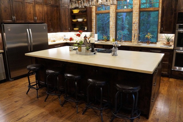 Cream Concrete Countertops In Traditional Kitchen Kitchen