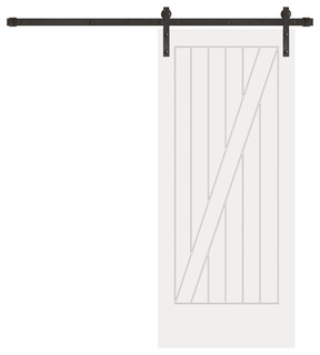 Cottage Prime White Pine Wood Interior Barn Door Kit