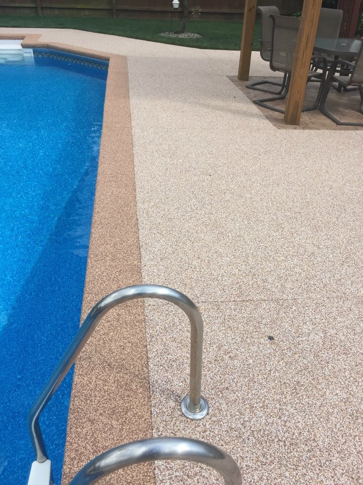 Mid-sized transitional backyard concrete pool photo
