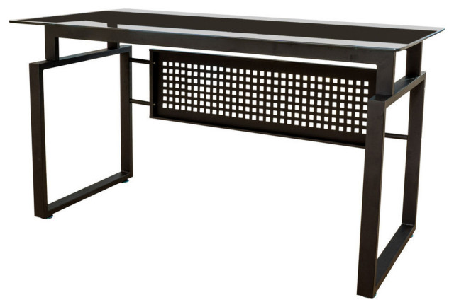 Phoenix Modern Tempered Glass Office Computer Desk Contemporary Desks And Hutches By Gdfstudio Houzz Phoenix Modern Tempered Glass Office, Flash Furniture Frosted Computer Desk With 3 Drawer Pedestal White