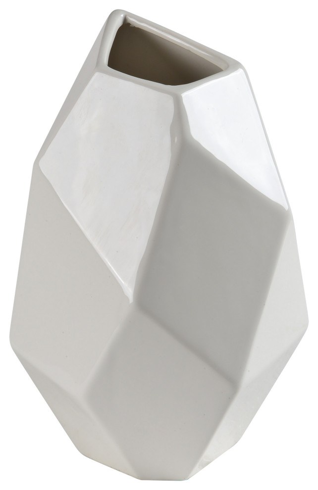 Ren Wil STA574 Lee 9 6/8" Tall Dolomite Geometric Vase - White