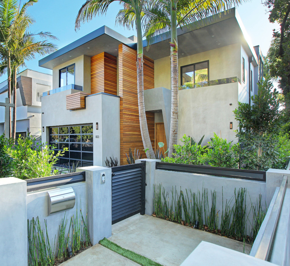 This is an example of a contemporary exterior in Los Angeles with wood siding.