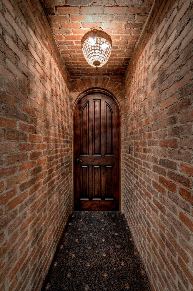 Basement - huge rustic underground basement idea with multicolored walls
