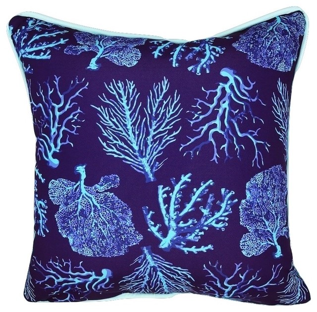 A Fan Of Blue C Indoor Outdoor Pillow 20 X20 Beach Style Blue C Indoor Outdoor Pillow
