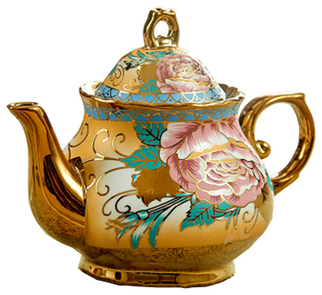 Small Carnation Ceramic Tea Pot Beautiful Details