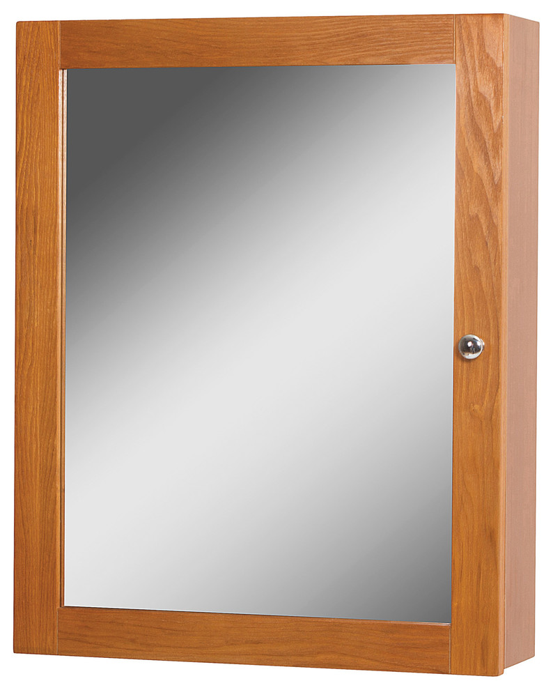 Inspiration for an oak transitional wood rectangular 1-door surface mount medicine cabinet remodel with adjustable shelves