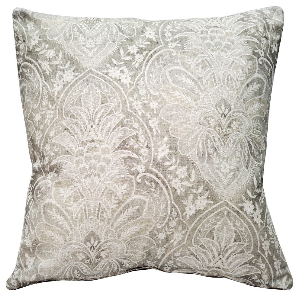 Leone Damaks Throw Pillows, Includes Pillow Insert (4 Colors), 21"x21" Traditional