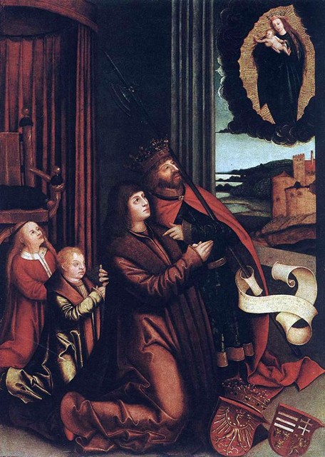 Bernhard Strigel St Ladislas Presents Wladislav II and his Sons to the Virgin