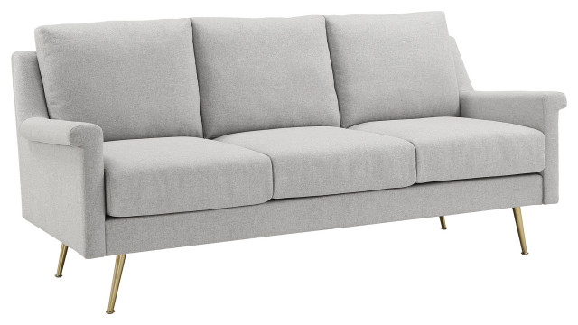 Lani Gray Fabric Sofa With Gold Metal Legs
