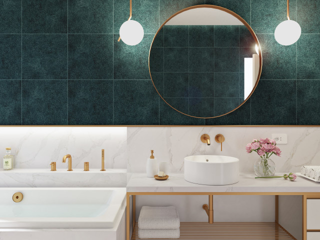 BAGNO CON VASCA SOTTO LA FINESTRA modern-badezimmer
