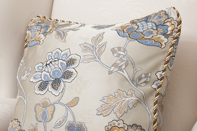 Fabric decorative pillow - blue persian floral patterns