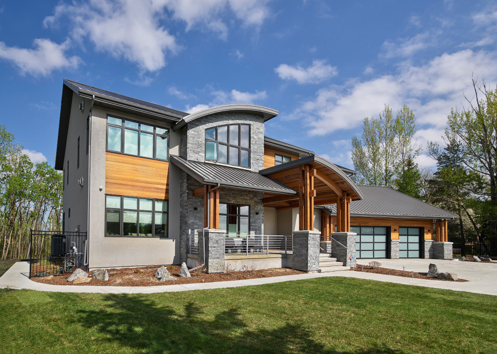 Inspiration for a contemporary exterior home remodel in Edmonton