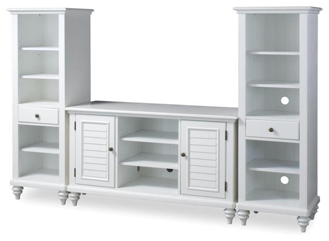 Hubert 3 Piece Entertainment Center Brushed White Traditional Hubert 3 Piece Entertainment Center Brushed White
