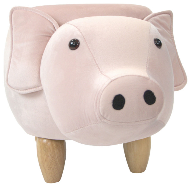 15" Seat Height Pig Animal Shape Storage Ottoman Farmhouse Kids