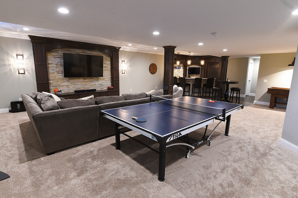 Basement - transitional basement idea in Cleveland