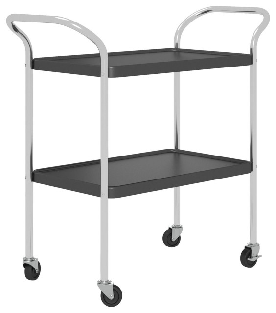 COSCO Stylaire 2Tier Serving Cart, Black and Silver Contemporary