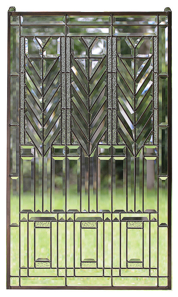 Frank Lloyd Wright "Tree Of Life" Beveled All Clear Stained Glass Panel