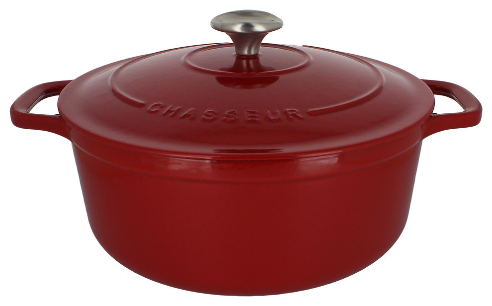 Chasseur 3.25Quart Red French Enameled Cast Iron Round Dutch Oven
