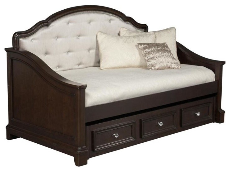 Samuel Lawrence Girls Glam Twin Daybed With Trundle Storage, Dark Cherry