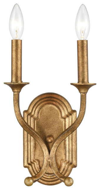 Misty 2 Light Wall Sconce, Antique Gold