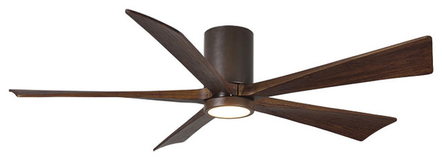 Irene 5 Hugger 60 Ceiling Fan With Light Kit Walnut Wood Blades And Remote Te