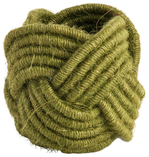Set of 4 Classic Braided Jute Burlap Napkin Rings - Contemporary ...