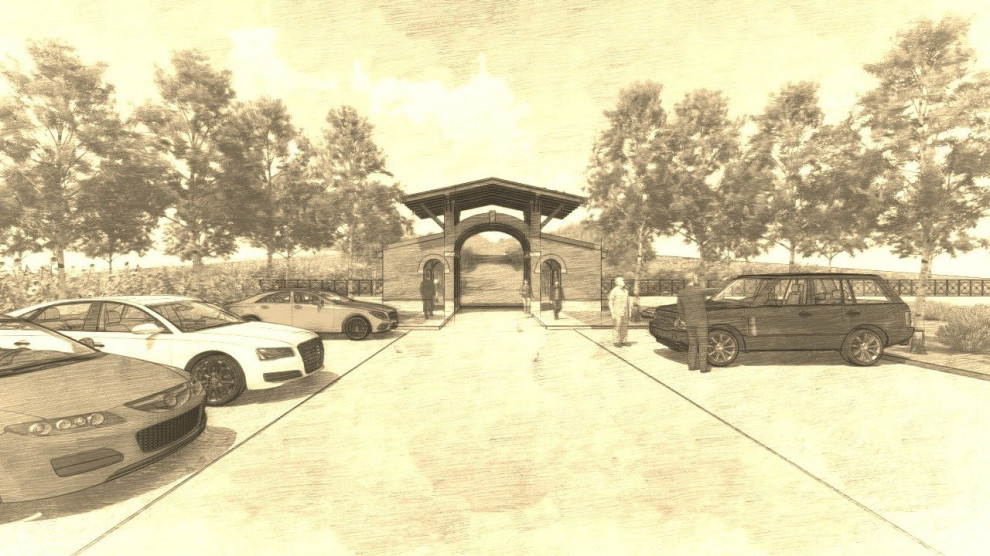 Entrance in small hotel complex