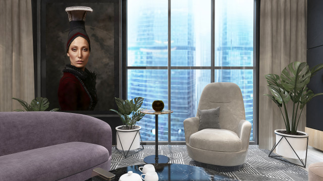 L&auml;genhet i Moskva Citi trendy-dagligstue