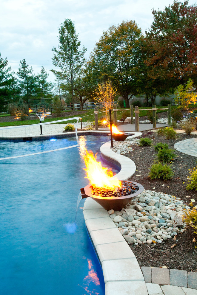 Inspiration for a traditional custom-shaped pool in Cincinnati.