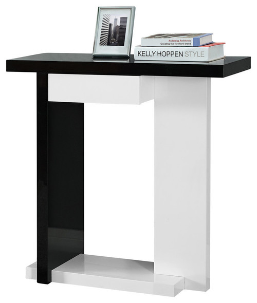 32" Hall Console Accent Table, Black/White