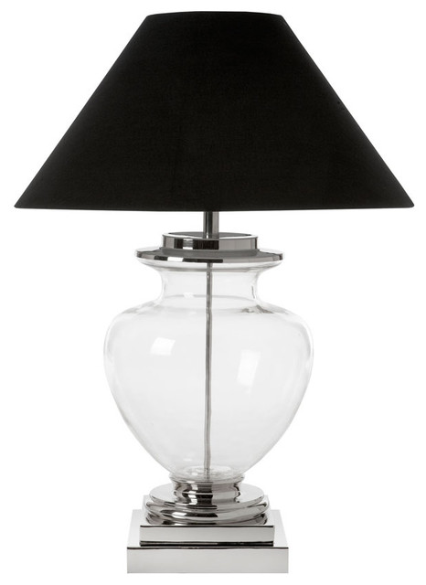 Calhoun Hollywood Regency Clear Urn Black Shade Table Lamp
