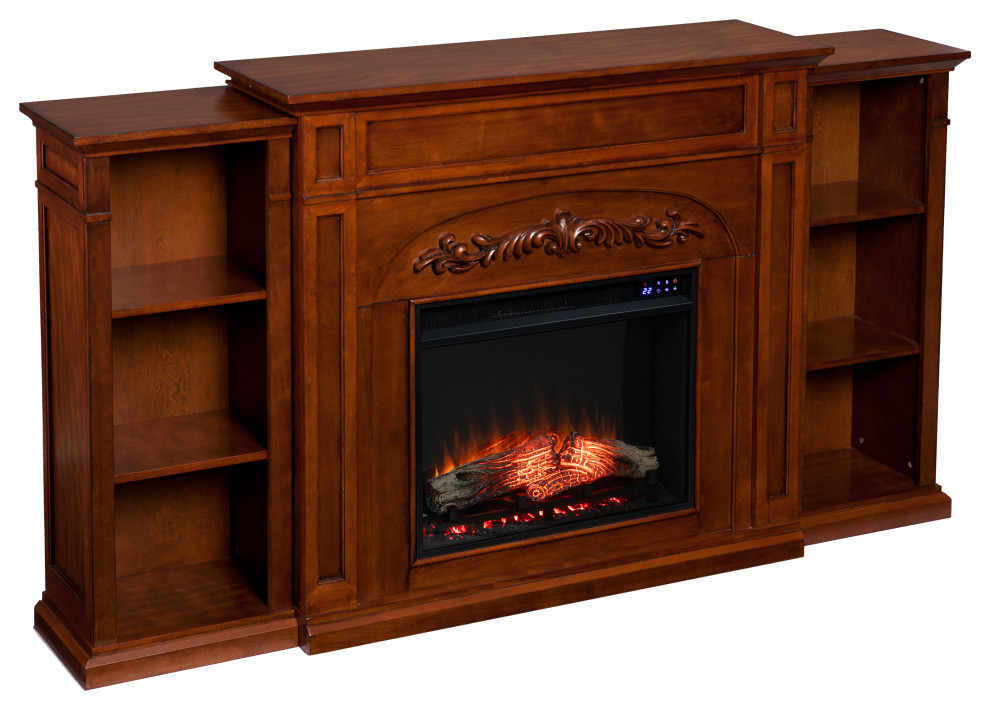 Embrea Electric Fireplace With Bookcases Traditional Indoor