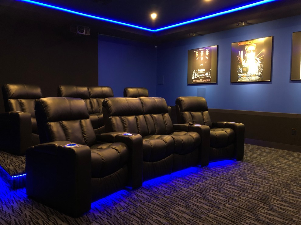 Home Theatre seating with lighting - Transitional - Home Theater