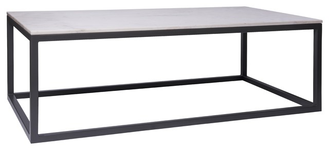 Maxwell Modern Coffee Table, Metal and Marble