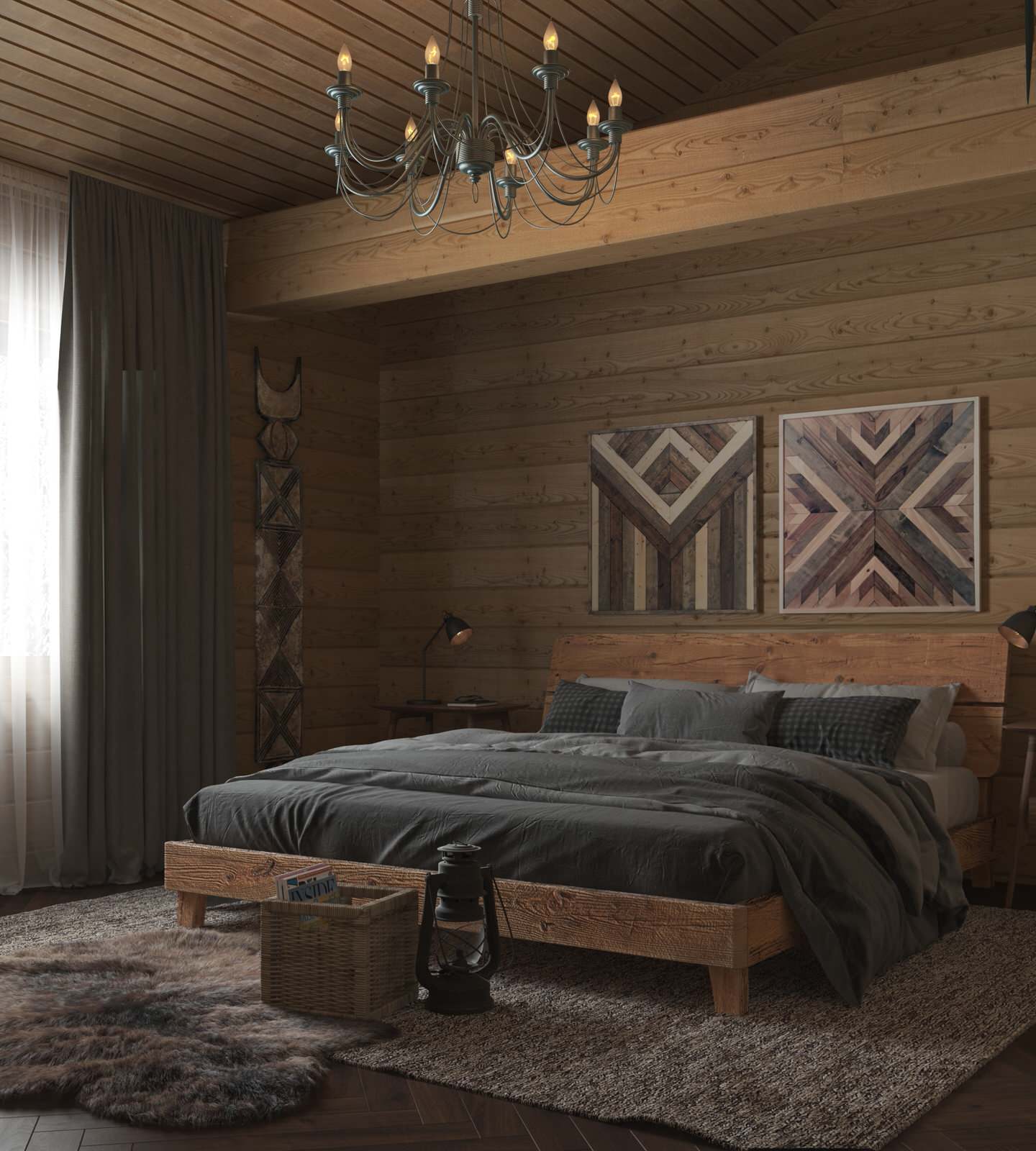 дизайн-проект интерьера деревянного загородного дома